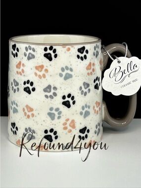 Bella - ‘Paws 🐾 -multicolored‘ Ceramic Mug. NWT. Firm!